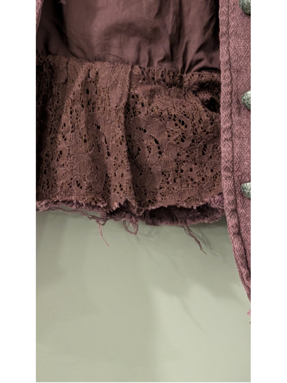 Women's Free People Distressed Lace-Trim Jacket, Size Small /P -Purple/Brown - Picture 6 of 10